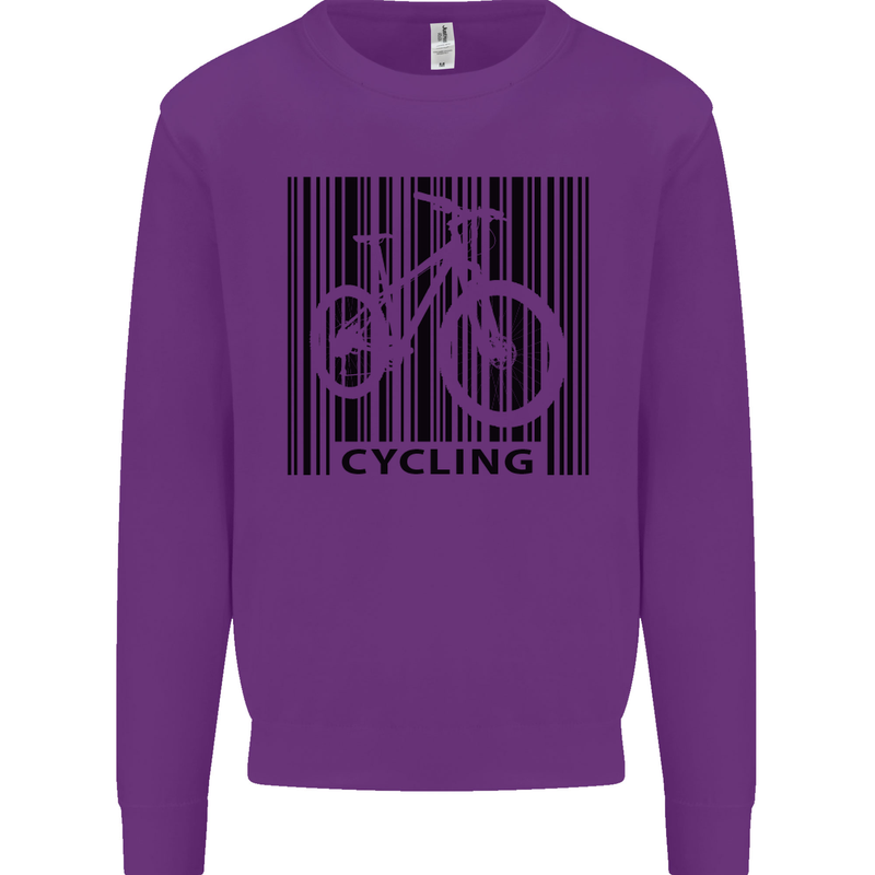 Cycling Barcode Cyclist Bicycle Kids Sweatshirt Jumper Purple