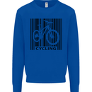 Cycling Barcode Cyclist Bicycle Kids Sweatshirt Jumper Royal Blue