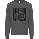 Cycling Barcode Cyclist Bicycle Kids Sweatshirt Jumper Storm Grey