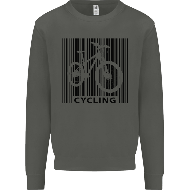 Cycling Barcode Cyclist Bicycle Kids Sweatshirt Jumper Storm Grey