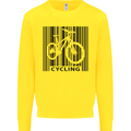 Cycling Barcode Cyclist Bicycle Kids Sweatshirt Jumper Yellow