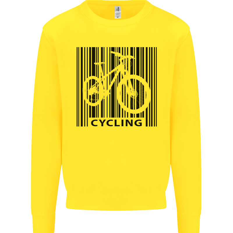 Cycling Barcode Cyclist Bicycle Kids Sweatshirt Jumper Yellow