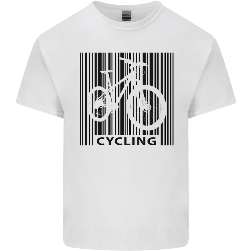 Cycling Barcode Cyclist Bicycle Kids T-Shirt Childrens White