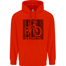 Cycling Barcode Cyclist Bicycle Mens 80% Cotton Hoodie Bright Red
