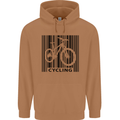 Cycling Barcode Cyclist Bicycle Mens 80% Cotton Hoodie Caramel Latte