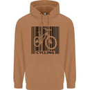 Cycling Barcode Cyclist Bicycle Mens 80% Cotton Hoodie Caramel Latte