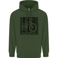 Cycling Barcode Cyclist Bicycle Mens 80% Cotton Hoodie Forest Green