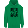 Cycling Barcode Cyclist Bicycle Mens 80% Cotton Hoodie Irish Green