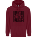 Cycling Barcode Cyclist Bicycle Mens 80% Cotton Hoodie Maroon