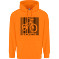 Cycling Barcode Cyclist Bicycle Mens 80% Cotton Hoodie Orange