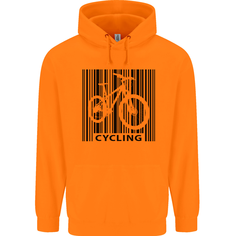 Cycling Barcode Cyclist Bicycle Mens 80% Cotton Hoodie Orange