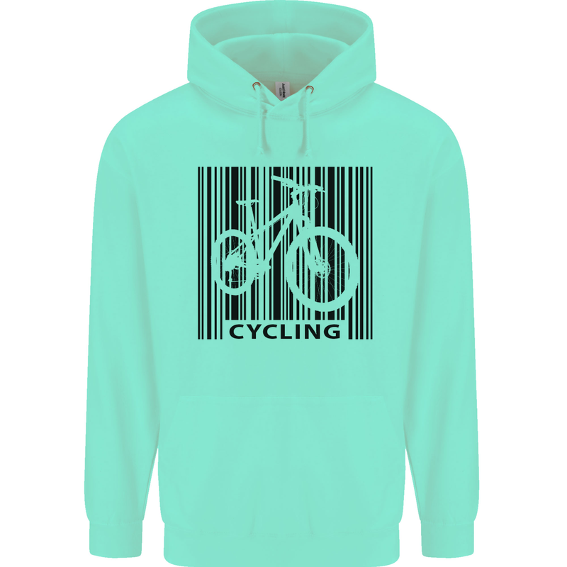 Cycling Barcode Cyclist Bicycle Mens 80% Cotton Hoodie Peppermint