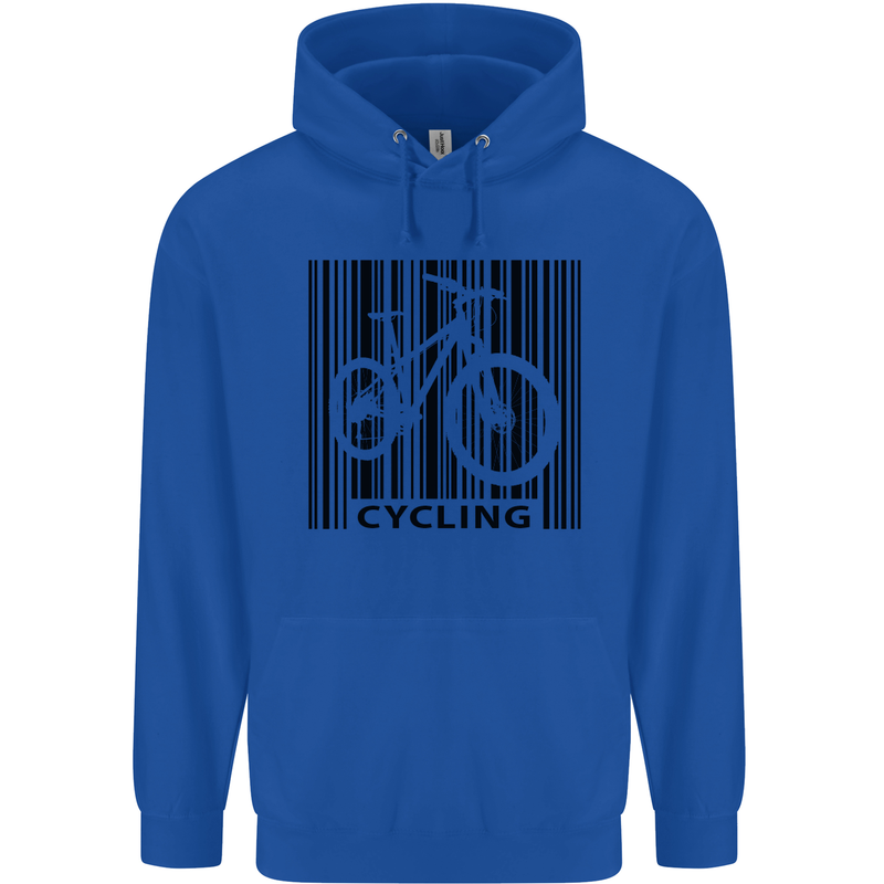 Cycling Barcode Cyclist Bicycle Mens 80% Cotton Hoodie Royal Blue