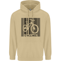 Cycling Barcode Cyclist Bicycle Mens 80% Cotton Hoodie Sand