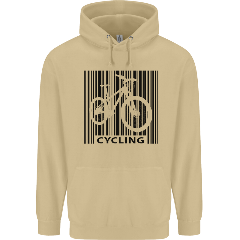 Cycling Barcode Cyclist Bicycle Mens 80% Cotton Hoodie Sand