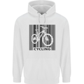 Cycling Barcode Cyclist Bicycle Mens 80% Cotton Hoodie White