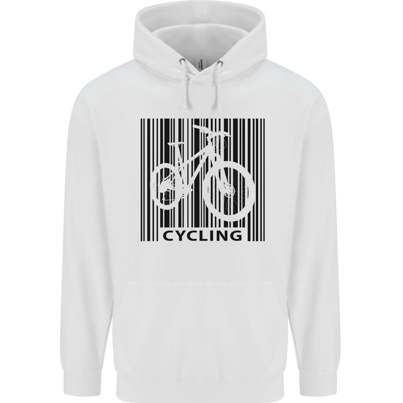 Cycling Barcode Cyclist Bicycle Mens 80% Cotton Hoodie White