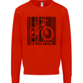 Cycling Barcode Cyclist Bicycle Mens Sweatshirt Jumper Bright Red