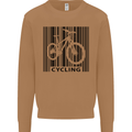 Cycling Barcode Cyclist Bicycle Mens Sweatshirt Jumper Caramel Latte