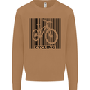 Cycling Barcode Cyclist Bicycle Mens Sweatshirt Jumper Caramel Latte