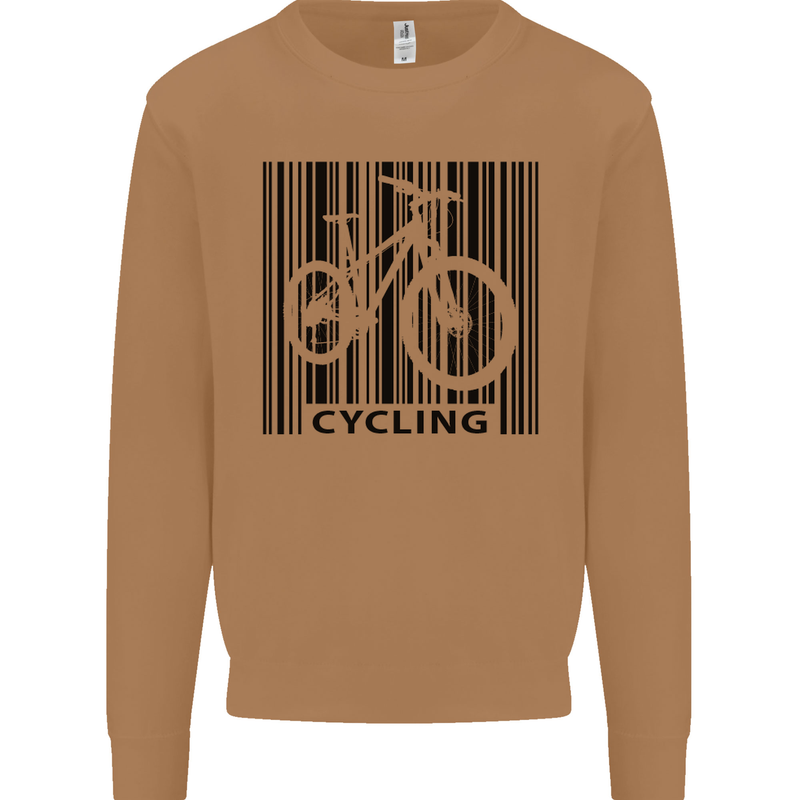 Cycling Barcode Cyclist Bicycle Mens Sweatshirt Jumper Caramel Latte