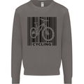 Cycling Barcode Cyclist Bicycle Mens Sweatshirt Jumper Charcoal