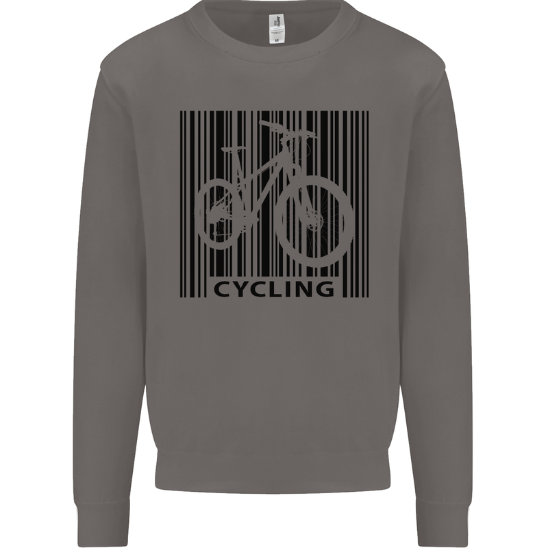Cycling Barcode Cyclist Bicycle Mens Sweatshirt Jumper Charcoal