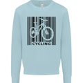 Cycling Barcode Cyclist Bicycle Mens Sweatshirt Jumper Light Blue