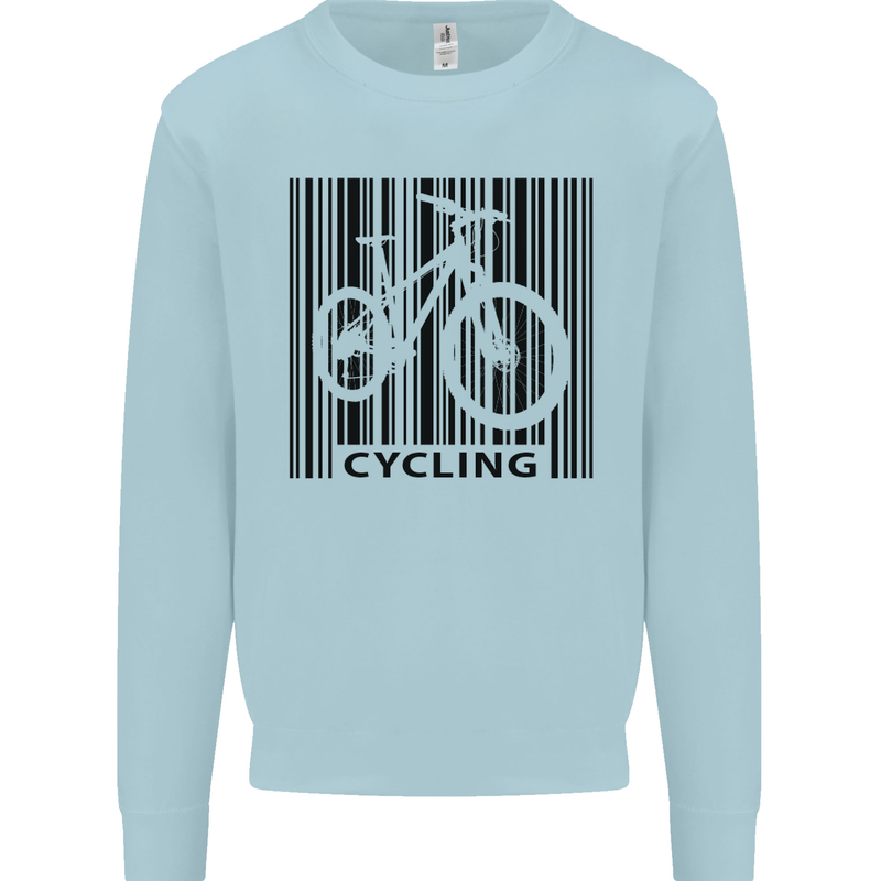 Cycling Barcode Cyclist Bicycle Mens Sweatshirt Jumper Light Blue