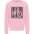 Cycling Barcode Cyclist Bicycle Mens Sweatshirt Jumper Light Pink