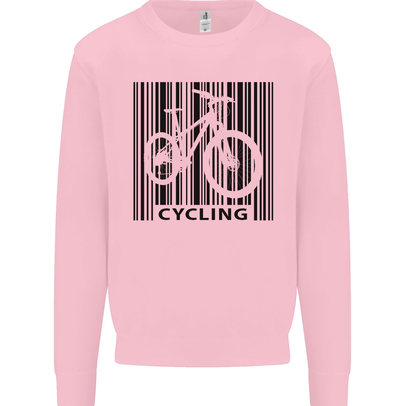 Cycling Barcode Cyclist Bicycle Mens Sweatshirt Jumper Light Pink