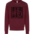 Cycling Barcode Cyclist Bicycle Mens Sweatshirt Jumper Maroon