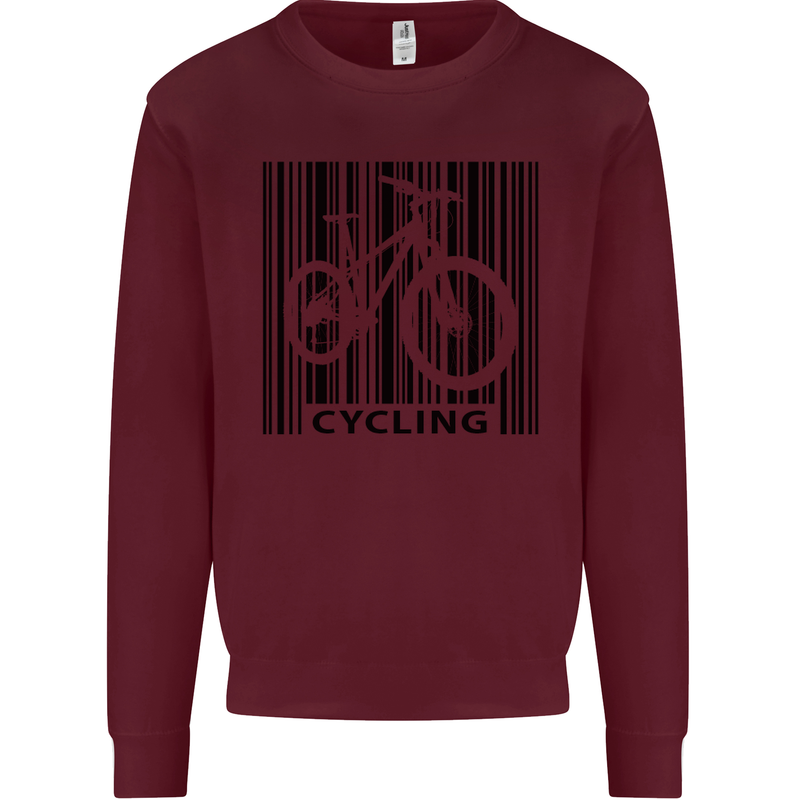 Cycling Barcode Cyclist Bicycle Mens Sweatshirt Jumper Maroon