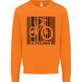 Cycling Barcode Cyclist Bicycle Mens Sweatshirt Jumper Orange