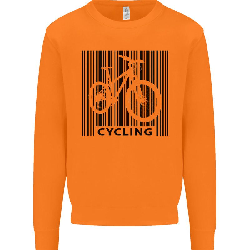 Cycling Barcode Cyclist Bicycle Mens Sweatshirt Jumper Orange