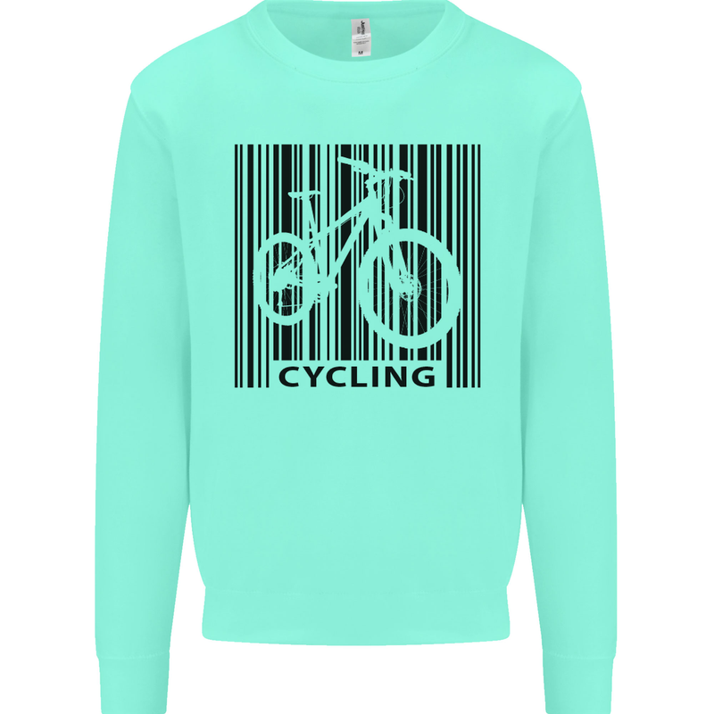 Cycling Barcode Cyclist Bicycle Mens Sweatshirt Jumper Peppermint