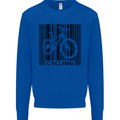 Cycling Barcode Cyclist Bicycle Mens Sweatshirt Jumper Royal Blue