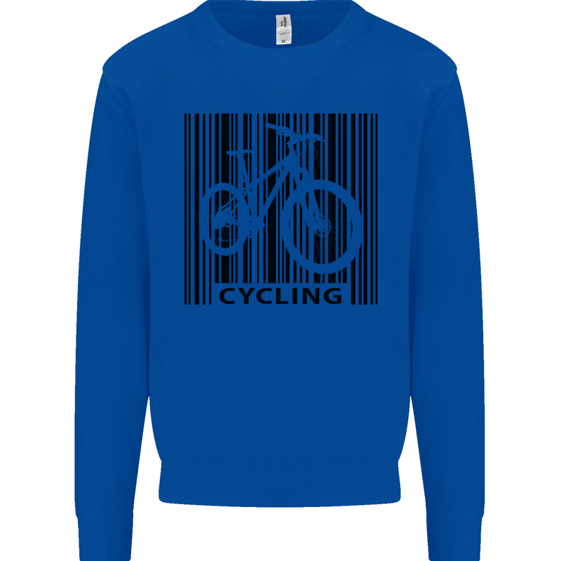 Cycling Barcode Cyclist Bicycle Mens Sweatshirt Jumper Royal Blue