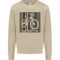 Cycling Barcode Cyclist Bicycle Mens Sweatshirt Jumper Sand