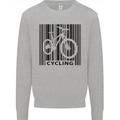 Cycling Barcode Cyclist Bicycle Mens Sweatshirt Jumper Sports Grey