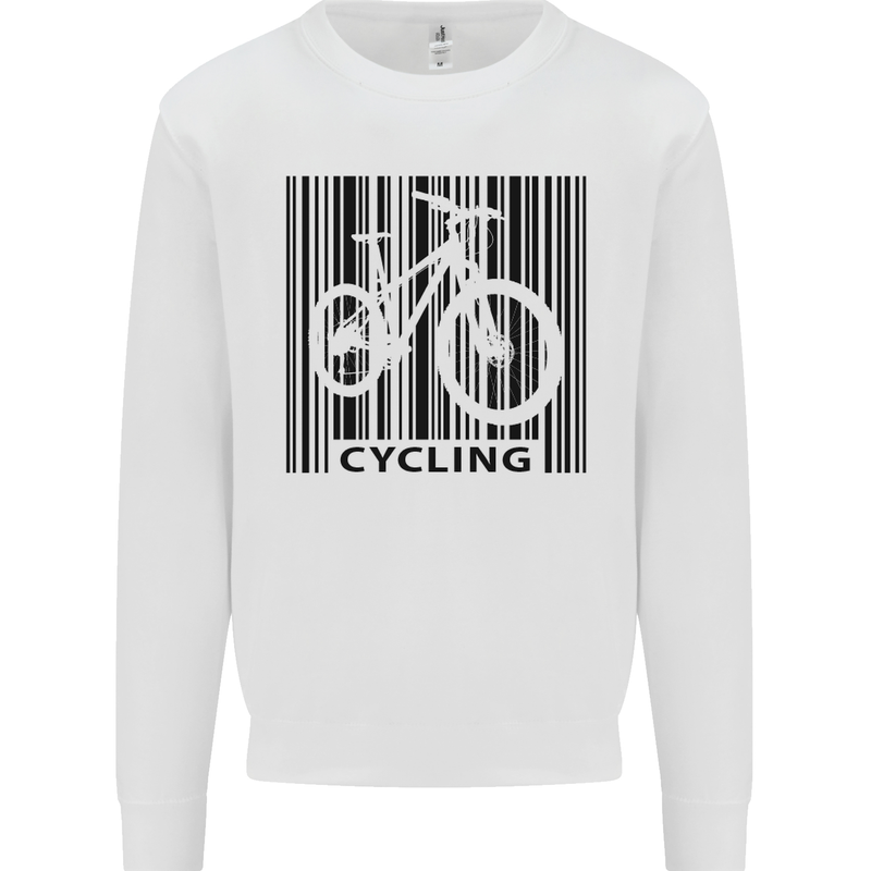 Cycling Barcode Cyclist Bicycle Mens Sweatshirt Jumper White