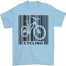 Cycling Barcode Cyclist Bicycle Mens T-Shirt 100% Cotton Light Blue