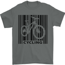 Cycling Barcode Cyclist Bicycle Mens T-Shirt Cotton Gildan Charcoal