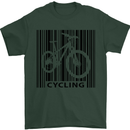 Cycling Barcode Cyclist Bicycle Mens T-Shirt Cotton Gildan Forest Green