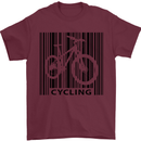 Cycling Barcode Cyclist Bicycle Mens T-Shirt Cotton Gildan Maroon