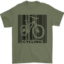 Cycling Barcode Cyclist Bicycle Mens T-Shirt Cotton Gildan Military Green
