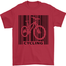 Cycling Barcode Cyclist Bicycle Mens T-Shirt Cotton Gildan Red