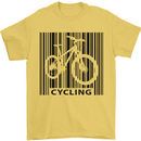 Cycling Barcode Cyclist Bicycle Mens T-Shirt Cotton Gildan Yellow