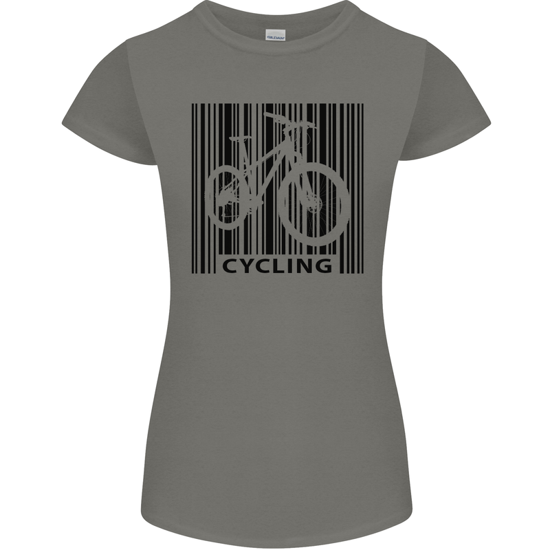 Cycling Barcode Cyclist Bicycle Womens Petite Cut T-Shirt Charcoal