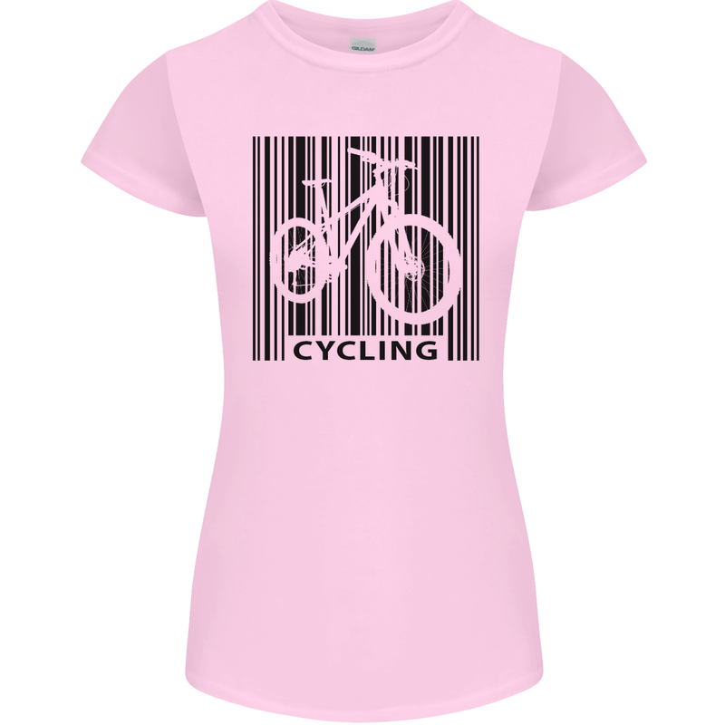 Cycling Barcode Cyclist Bicycle Womens Petite Cut T-Shirt Light Pink
